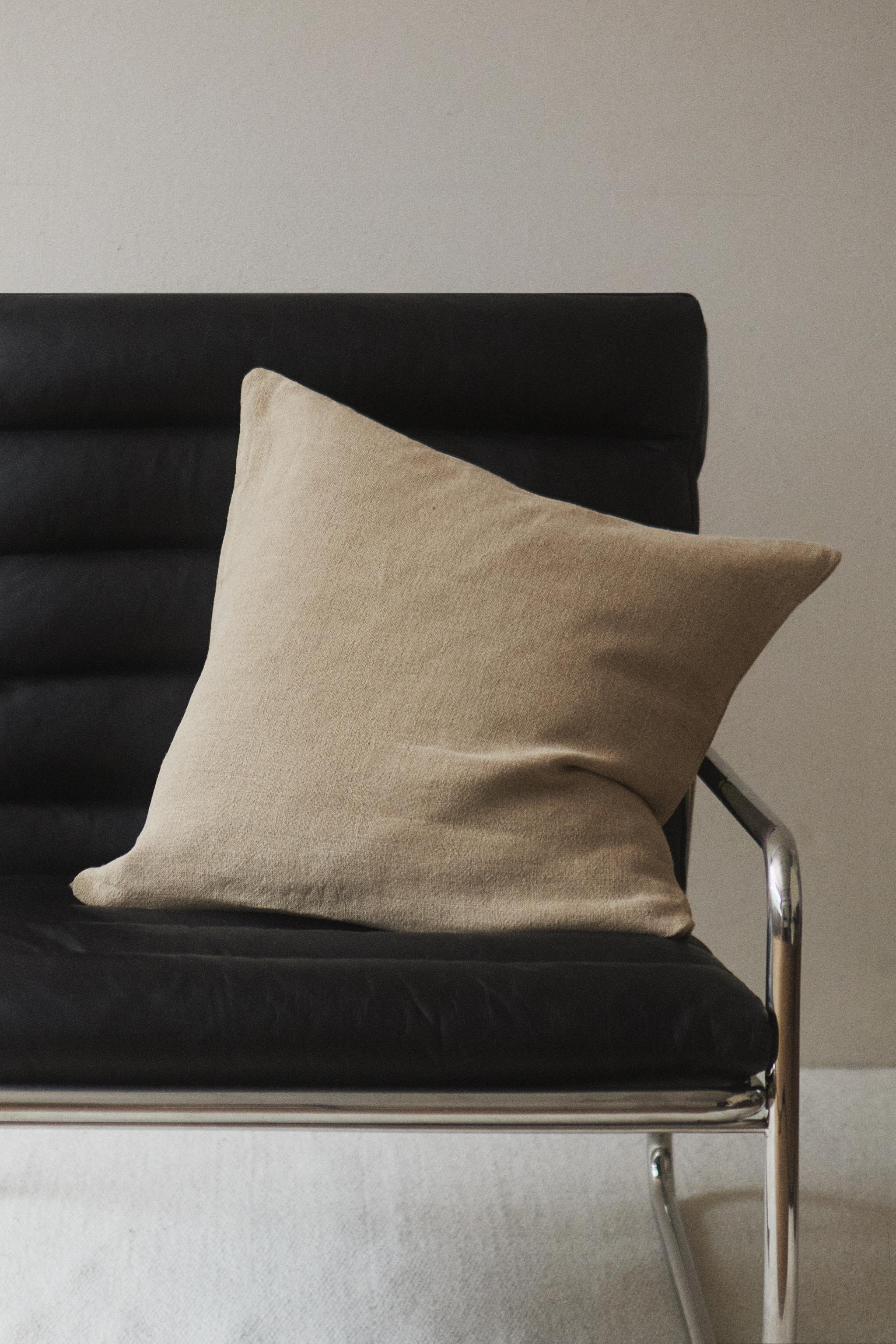PLAIN FADED LINEN BEDSPREAD CUSHION COVER